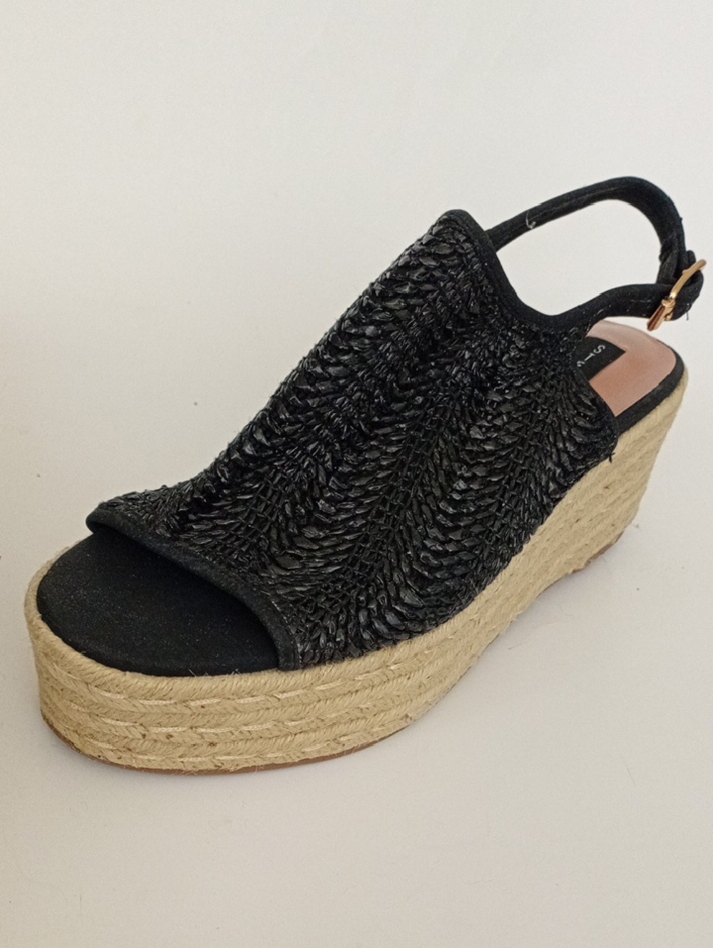 Steven By Steve Madden Black and Tan Wedge Slingback Jute Sandals Size 10M